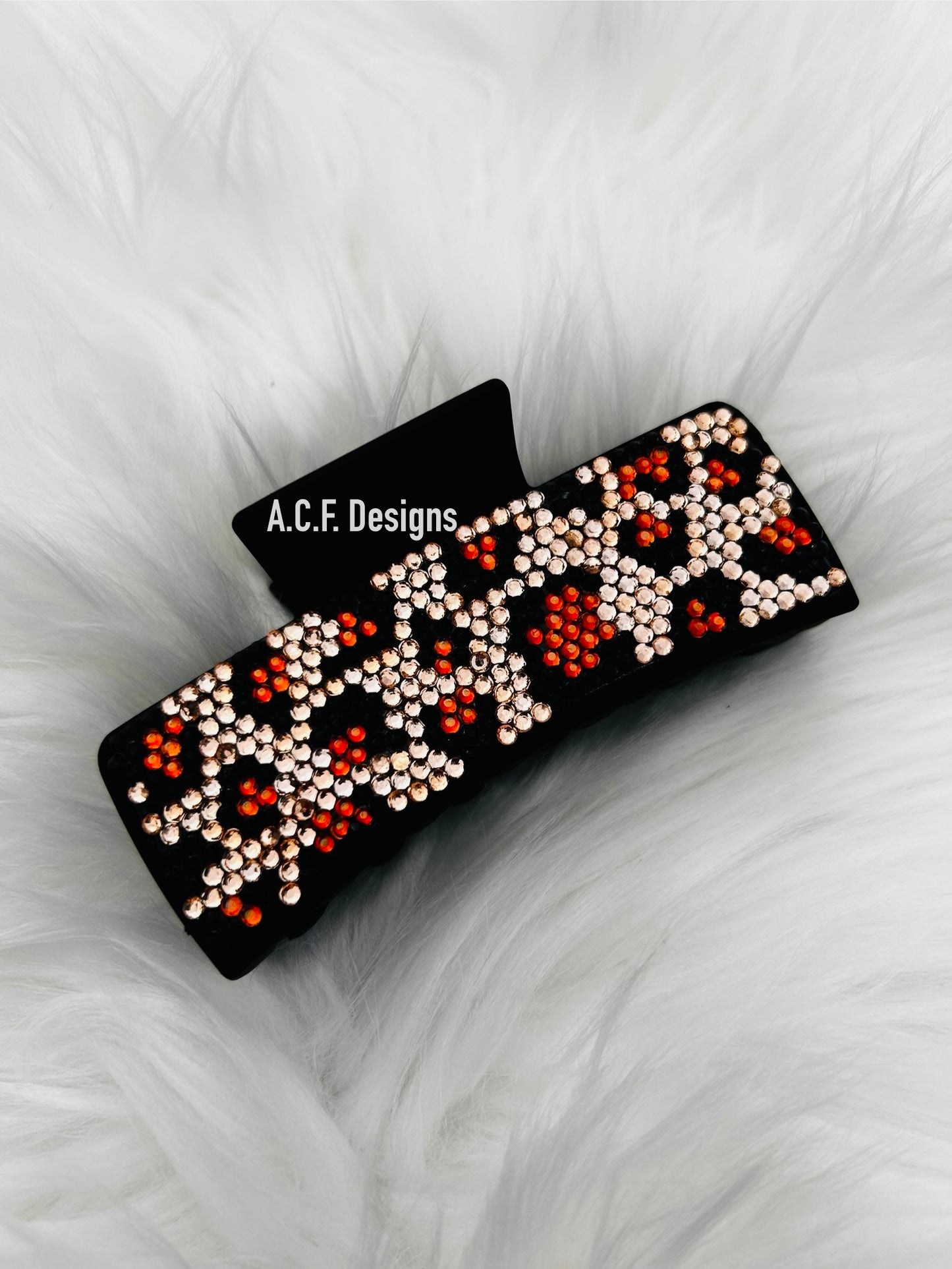 Large Leopard Hair Clip - Rhinestone