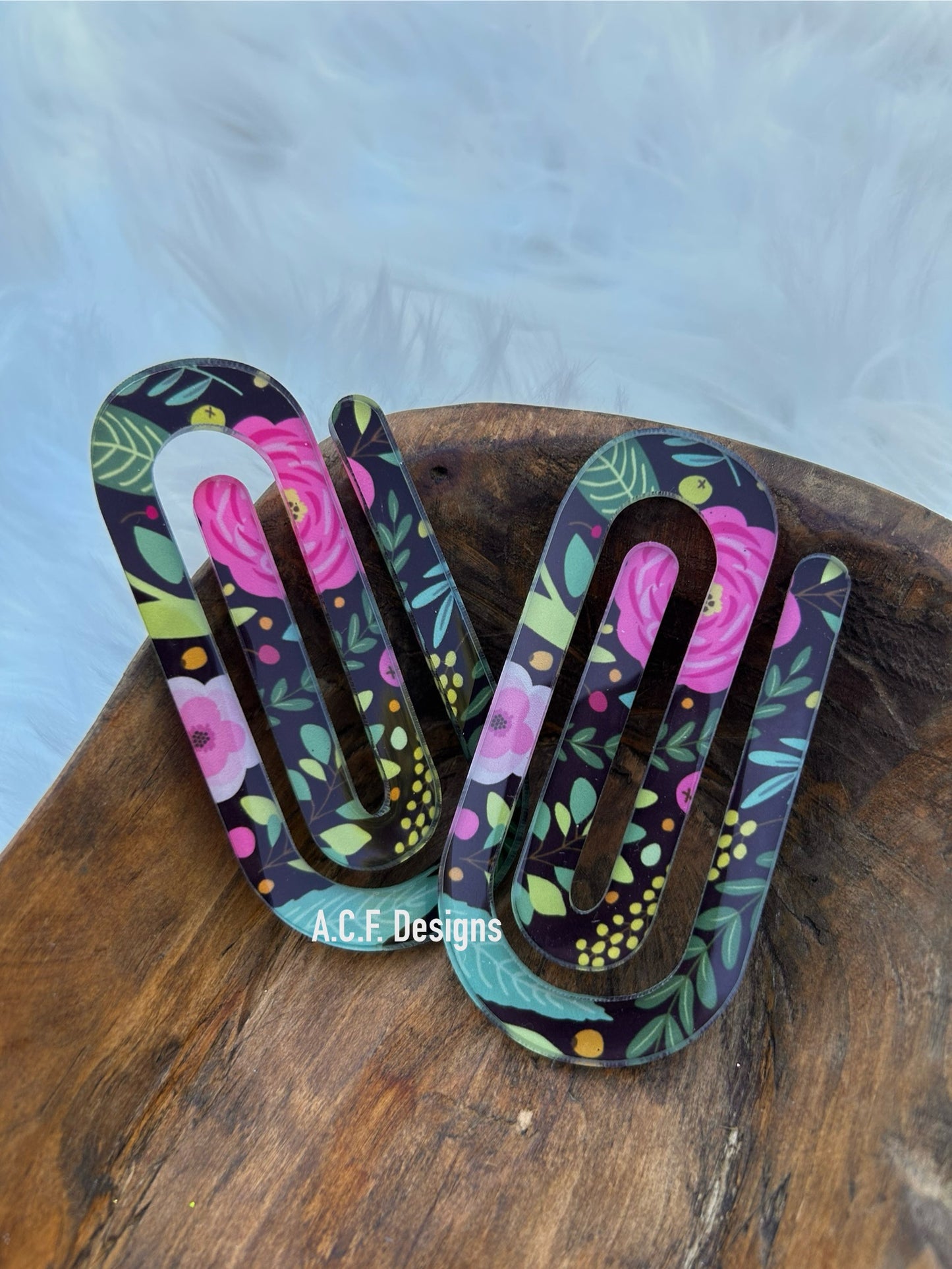 Pink and Black Flower Paperclip