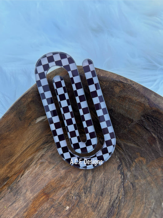 Black and White Checkered Paperclip